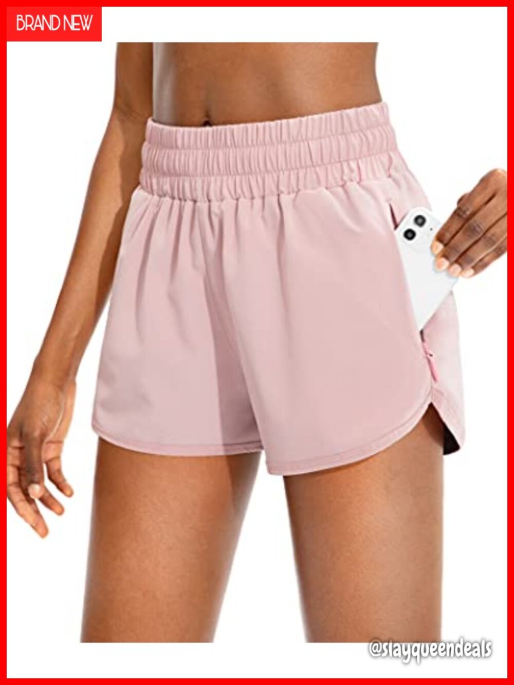 Women's High Waisted Athletic Running Shorts Zipper Pockets Liner